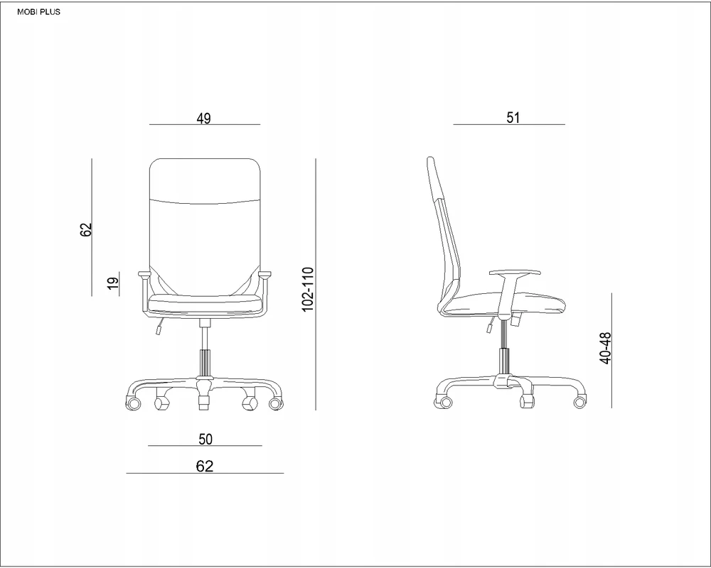 Unique Biuro kėdė Mobi Plus, juoda, ergonomiška, reguliuojama