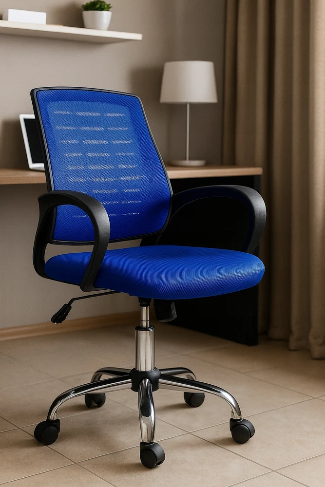 Unique Ergonomiška mėlyna biuro kėdė su atlošu ir ratukais