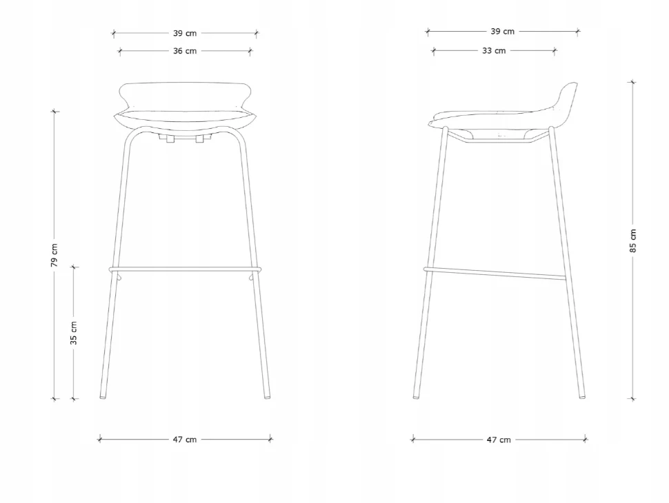 Unique Unikali DUKE taburetė - Juodas/Juodas juoda 86 cm plastiko