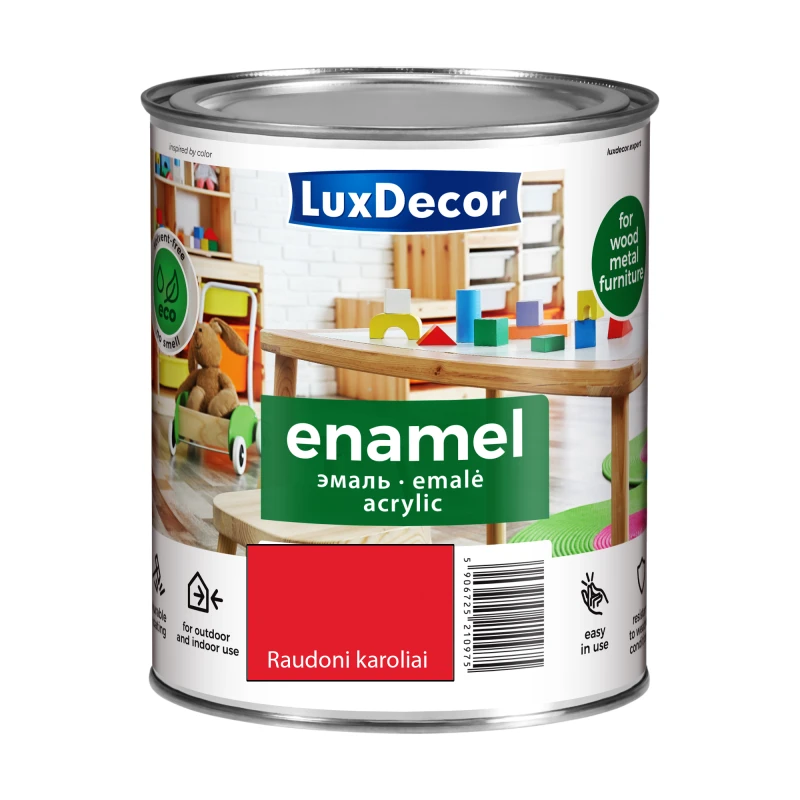 Akrilinė emalė LuxDecor blizgi, raudoni karoliai, 750 ml