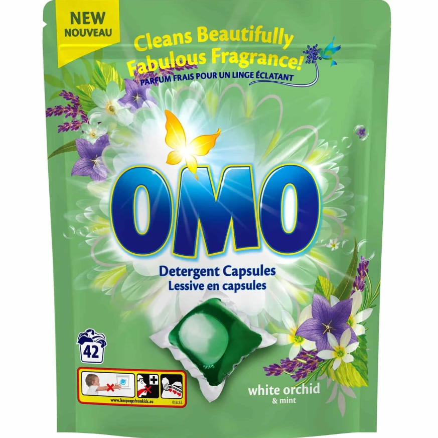 KAPSULĖS SKALBIMO OMO Baltas ORCHID 42VNT