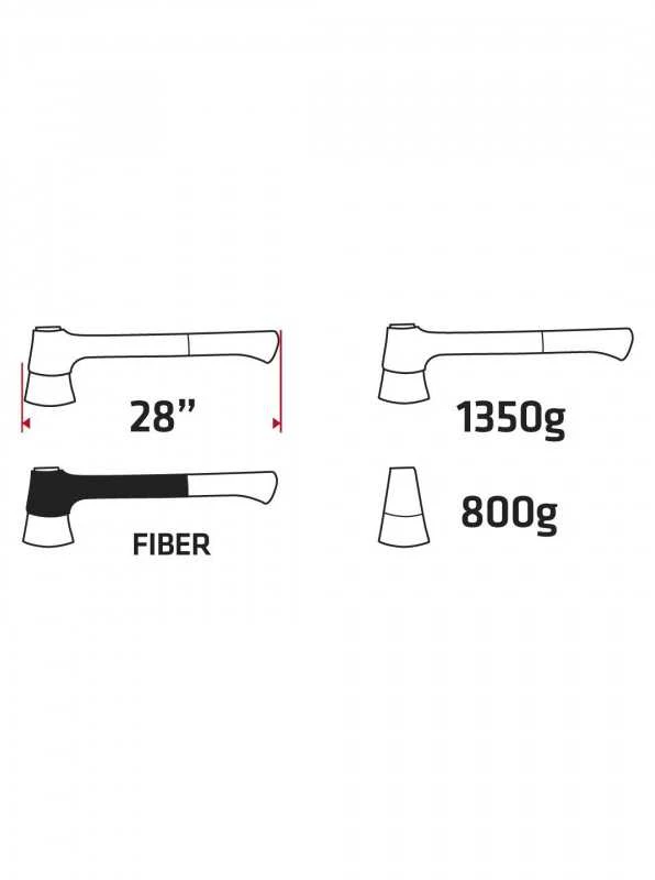 Universalus kirvis VERTO 05G103, 1350g, 800g galva, stiklo pluošto rankena, 71 cm