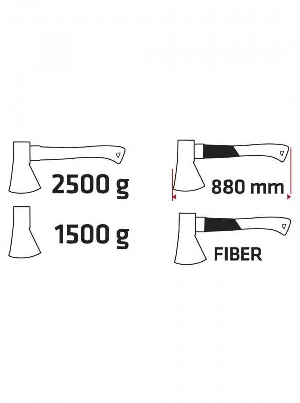 Universalus Kirvis VERTO 2500g su 1500g Galva ir Stiklo Pluošto Rankena