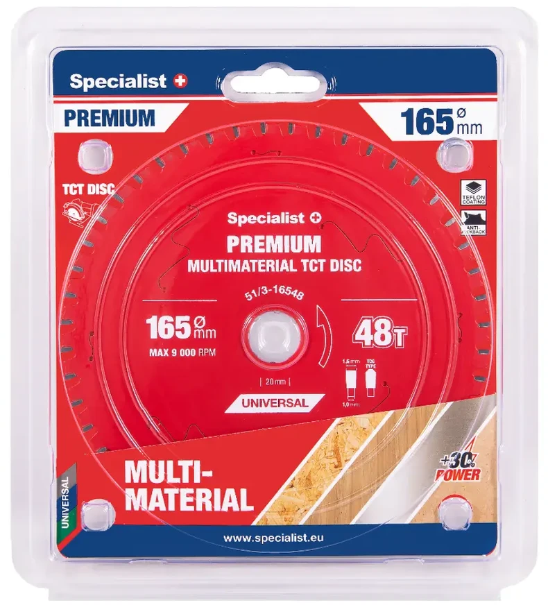 Universalus pjovimo diskas SPECIALIST+ Premium, 190 x 1,6 x 30 mm, 48 dantų, 0°, TCT