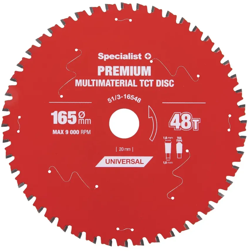 Universalus pjovimo diskas SPECIALIST+ Premium, 190 x 1,6 x 30 mm, 48 dantų, 0°, TCT