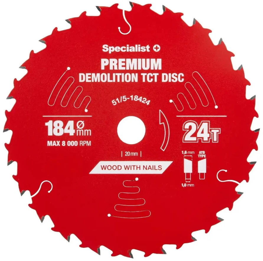 Universalus pjovimo diskas SPECIALIST+ Premium, 184 x 1,6 x 20/16 mm, 48 dantų, 0°, TCT