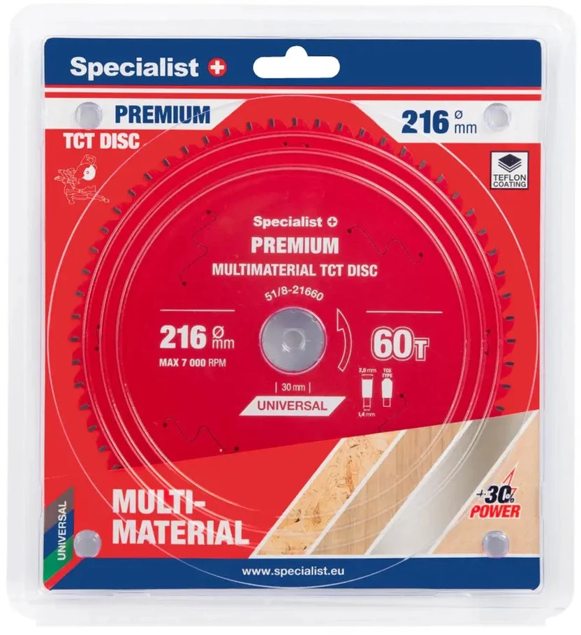 Universalus pjovimo diskas SPECIALIST+ Premium, 190 x 1,6 x 30 mm, 48 dantų, 0°, TCT