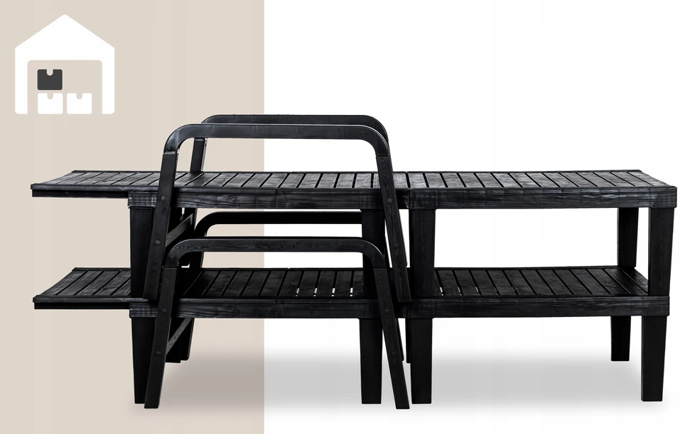 Universalus sodo gultas Sapphire, 191x60x33 cm, juodas
