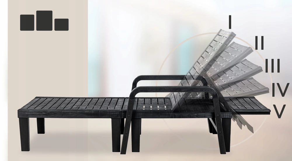 Universalus sodo gultas Sapphire, 191x60x33 cm, juodas