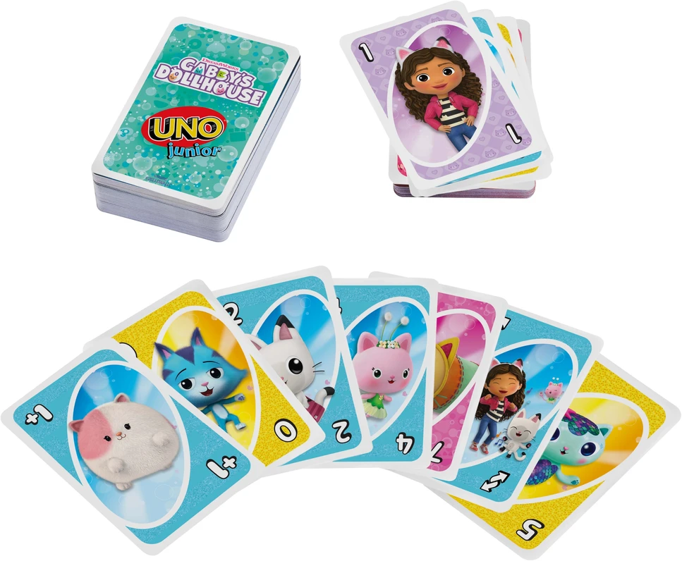Mattel Games Vaikų kortų žaidimas UNO Junior Katinėlio namelis Gabi