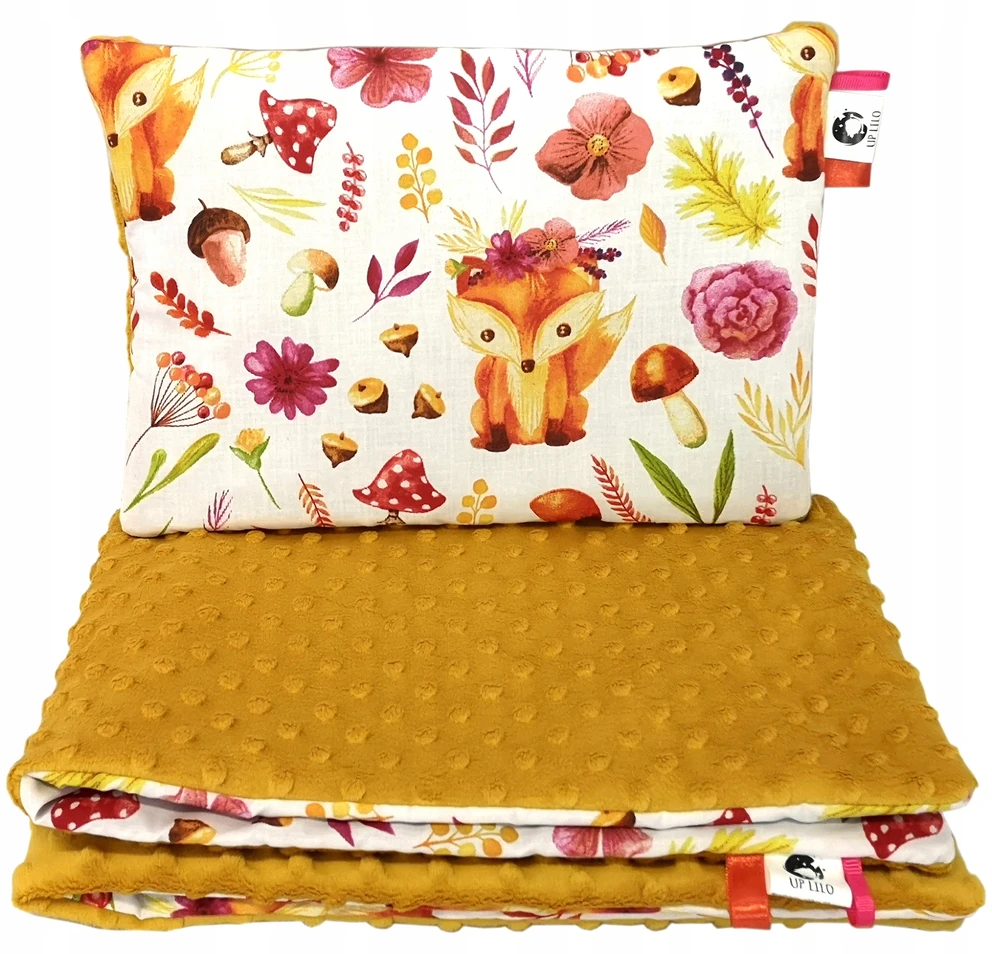 Uplilo LiLo KOMPLET POŚCIELI MINKY do wózka kocyk 50x75 poduszka 25x35 medvilnė 2el