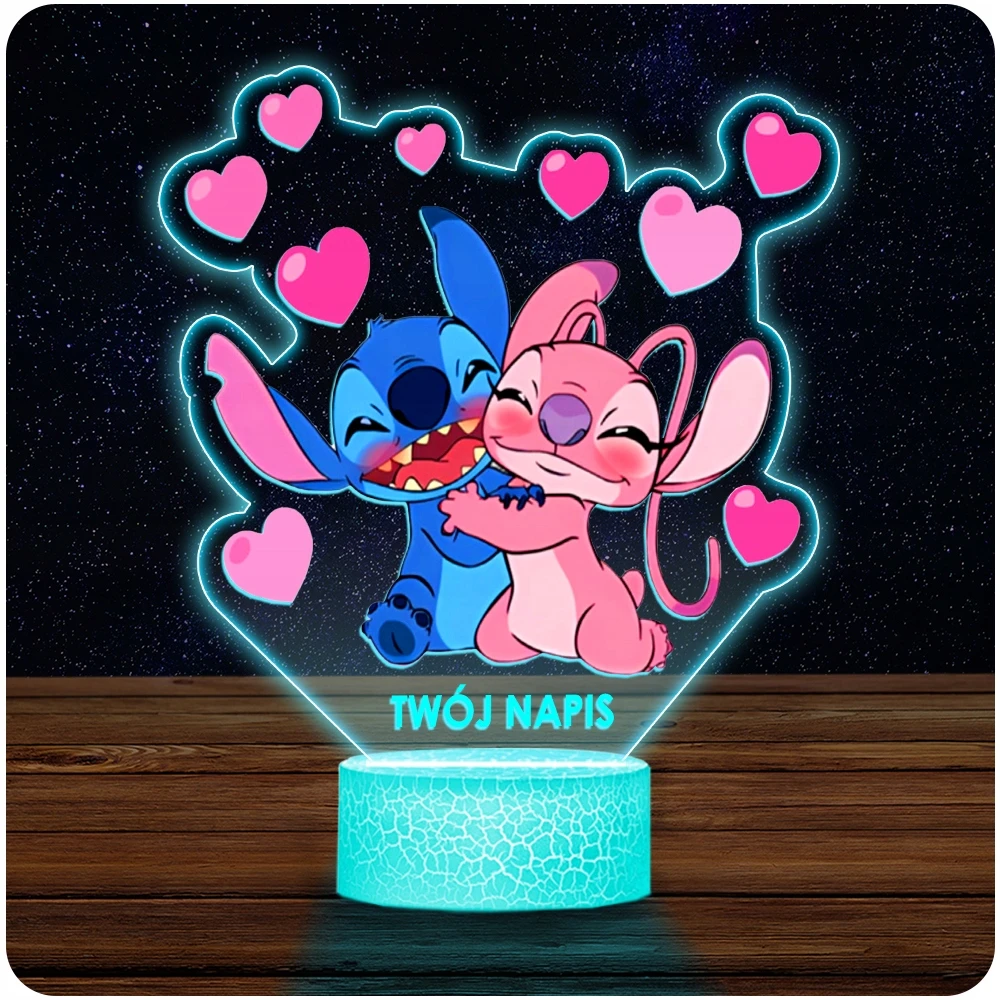 Upominki_Pl 3D LED naktinė lempa su vardu Fairy Tale Lilo ir Stitch Angel mergaitei