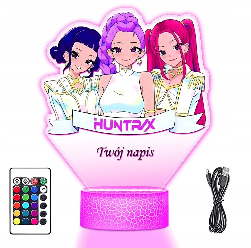 Upominki_Pl 3D LED naktinė lemputė Huntrix K-pop Demonų medžiotojai Rumi Mira Zoey