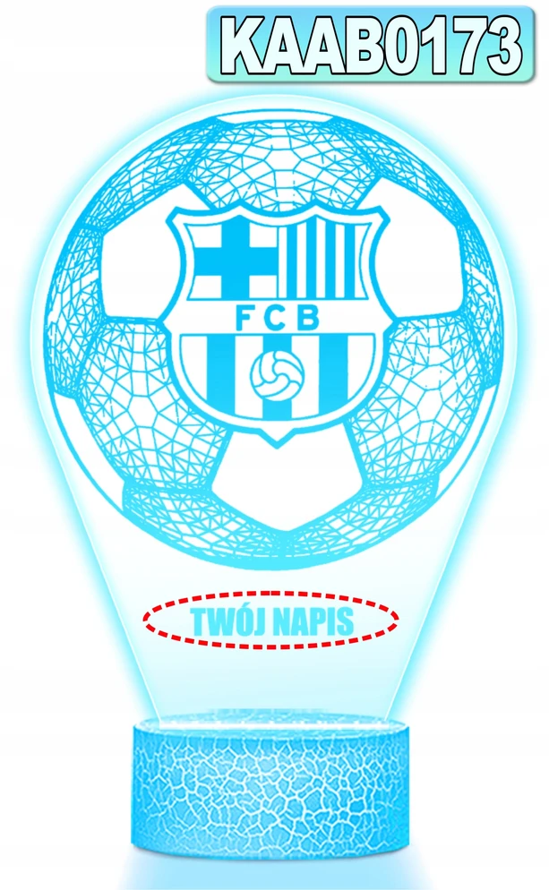 Upominki_Pl FC Barcelona 3D LED naktinė lempa su RGB vardo dovana Kalėdų gimtadienio proga