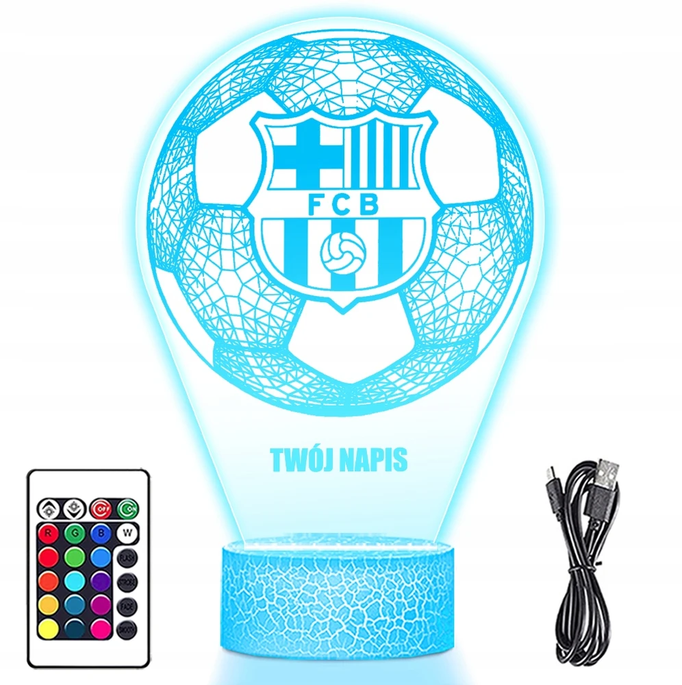 Upominki_Pl FC Barcelona 3D LED naktinė lempa su RGB vardo dovana Kalėdų gimtadienio proga