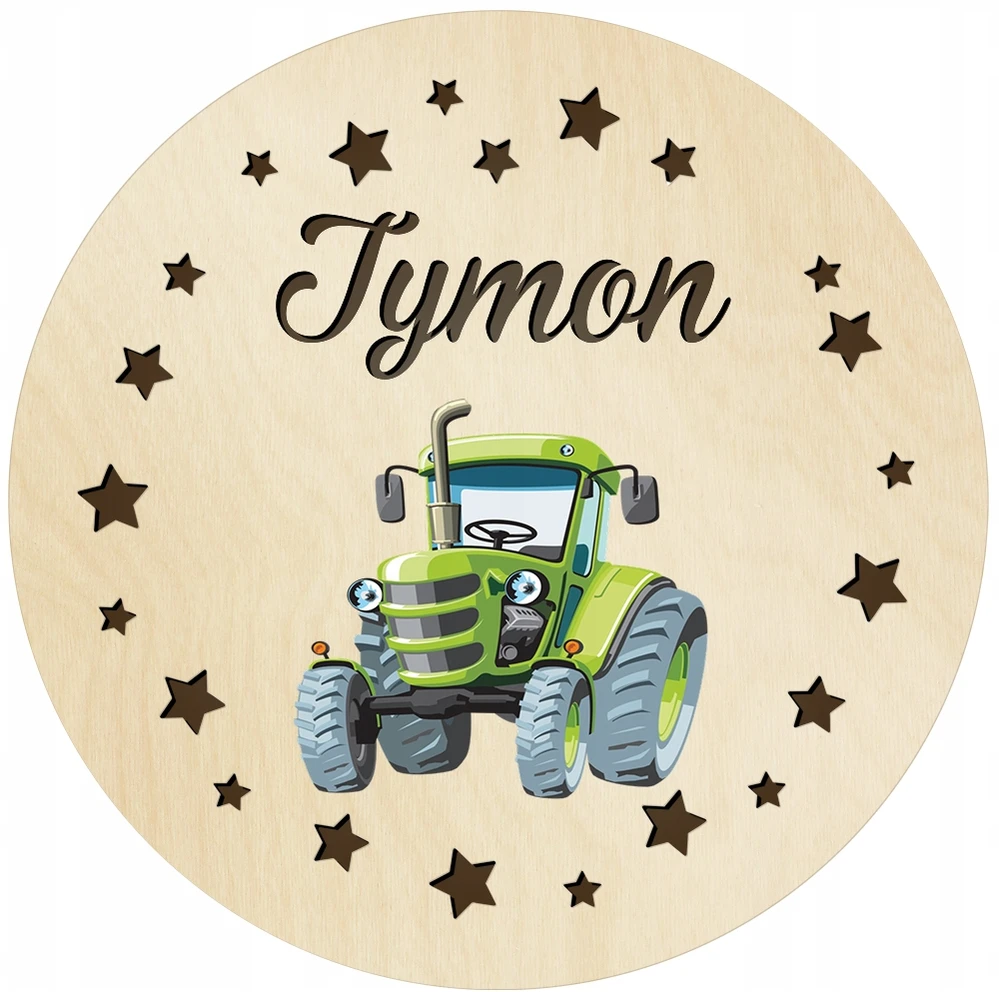 Upominki_Pl LAMPKA nocna LED dla dziecka Z IMIENIEM NA BATERIE 30cm prezent TRAKTOR