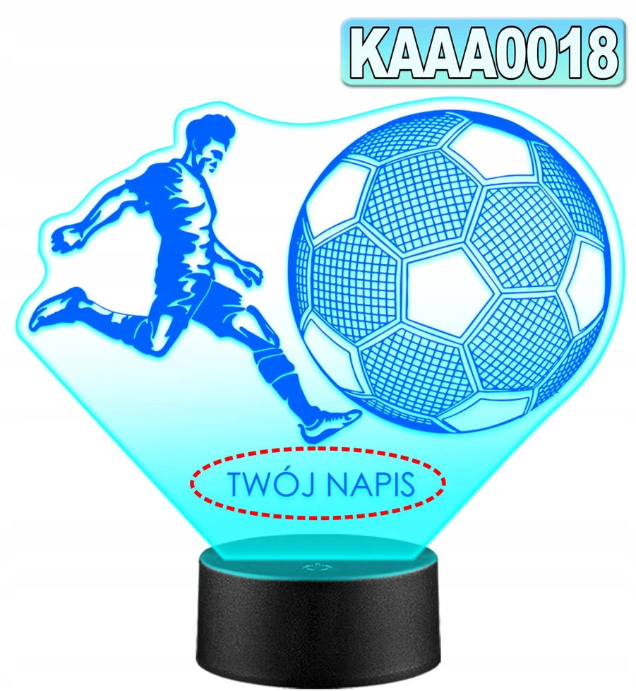 Upominki_Pl LED NAKTINIS LEMPAS Futbolo segtukai 3D + NUOTOLINIO PULTAS, dovana vaikui GIMTADIENIO