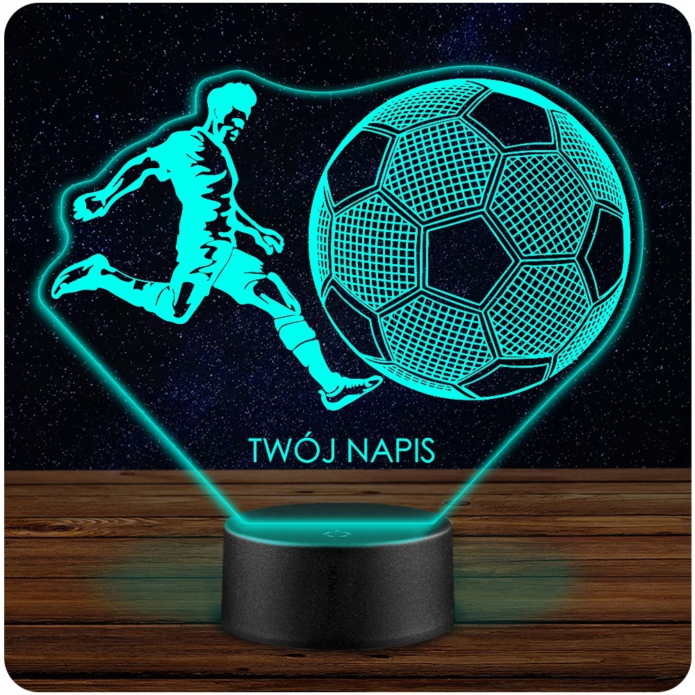 Upominki_Pl LED NAKTINIS LEMPAS Futbolo segtukai 3D + NUOTOLINIO PULTAS, dovana vaikui GIMTADIENIO