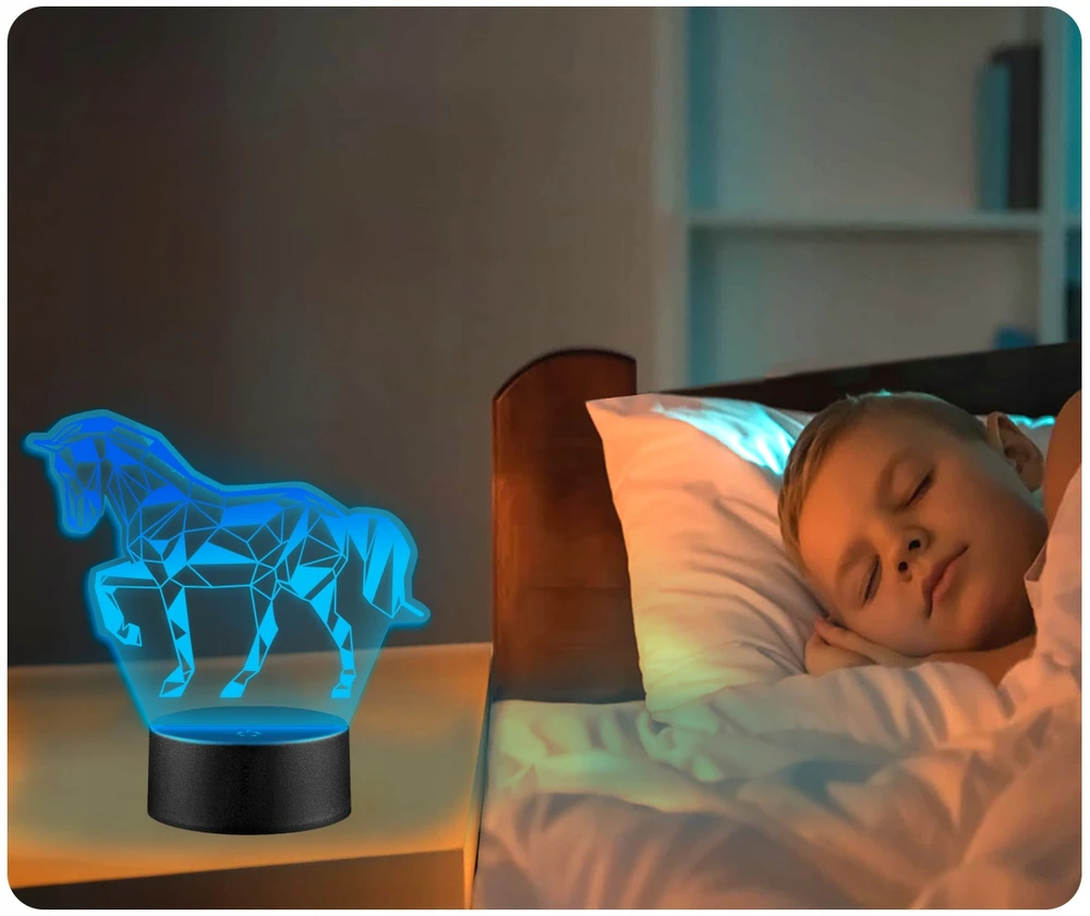 Upominki_Pl Naktinė lempa KOŃ KONIK Jeździectwo 3D LED + Pultas prezent MIKOŁAJKI święta