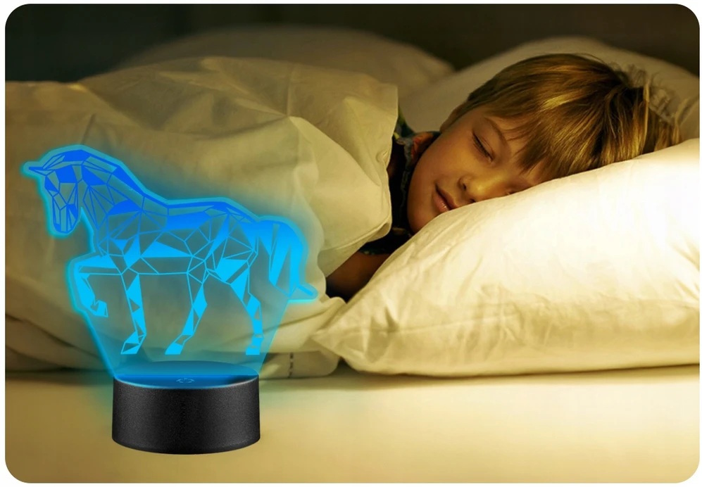 Upominki_Pl Naktinė lempa KOŃ KONIK Jeździectwo 3D LED + Pultas prezent MIKOŁAJKI święta