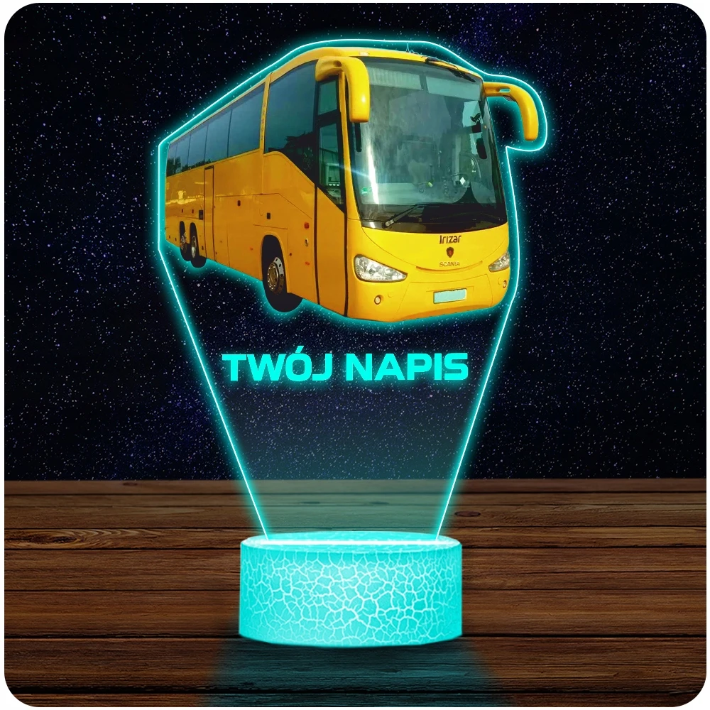 Upominki_Pl Naktinė lempa LED 3D AUTOBUS AUTOKAR DLA KIEROWCY prezent dziecka URODZINY