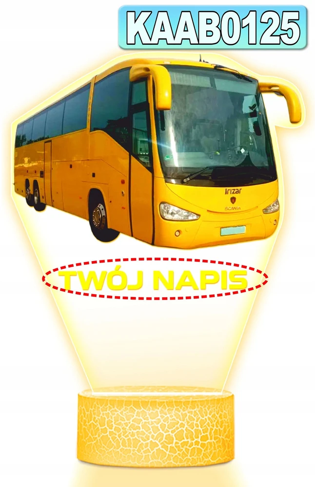 Upominki_Pl Naktinė lempa LED 3D AUTOBUS AUTOKAR DLA KIEROWCY prezent dziecka URODZINY