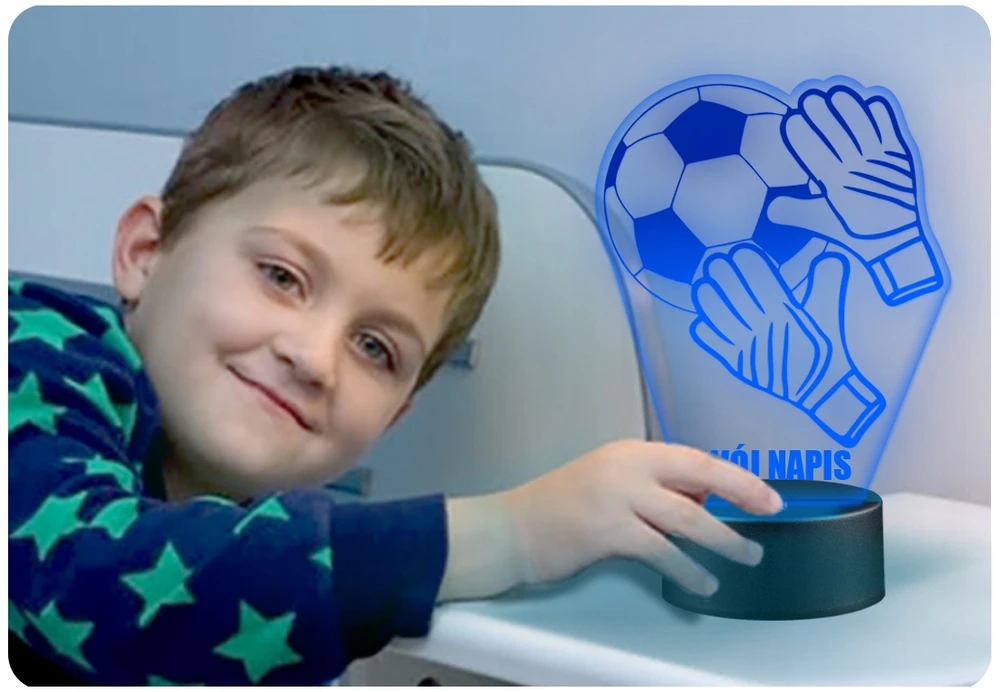 Upominki_Pl Naktinė lempa LED BRAMKARZ PIŁKA NOŻNA 3D + Pultas prezent URODZINY statuetka