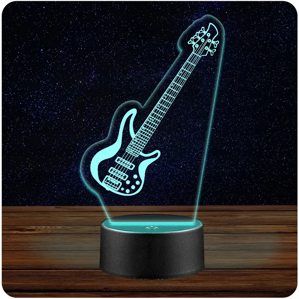 Upominki_Pl Naktinė lempa LED GITARA ELEKTRYCZNA 3D + Pultas prezent URODZINY statuetka