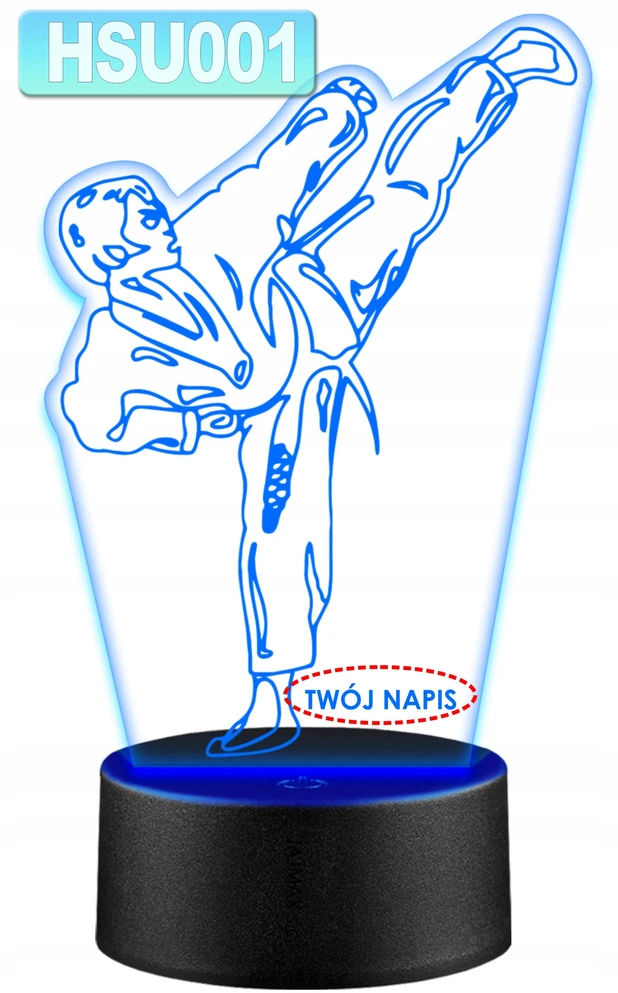 Upominki_Pl Naktinė lempa LED KARATEKA KARATE WALKI 3D Pultas prezent URODZINY statuetka