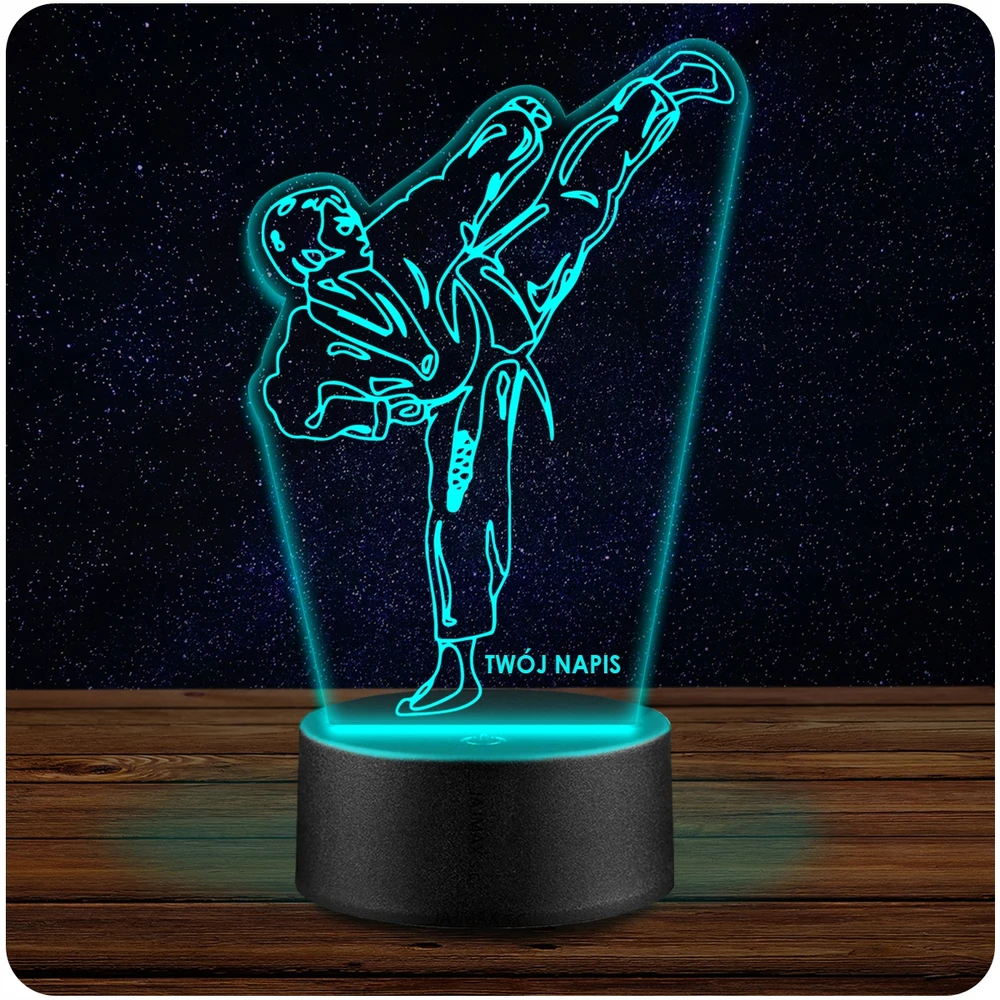 Upominki_Pl Naktinė lempa LED KARATEKA KARATE WALKI 3D Pultas prezent URODZINY statuetka