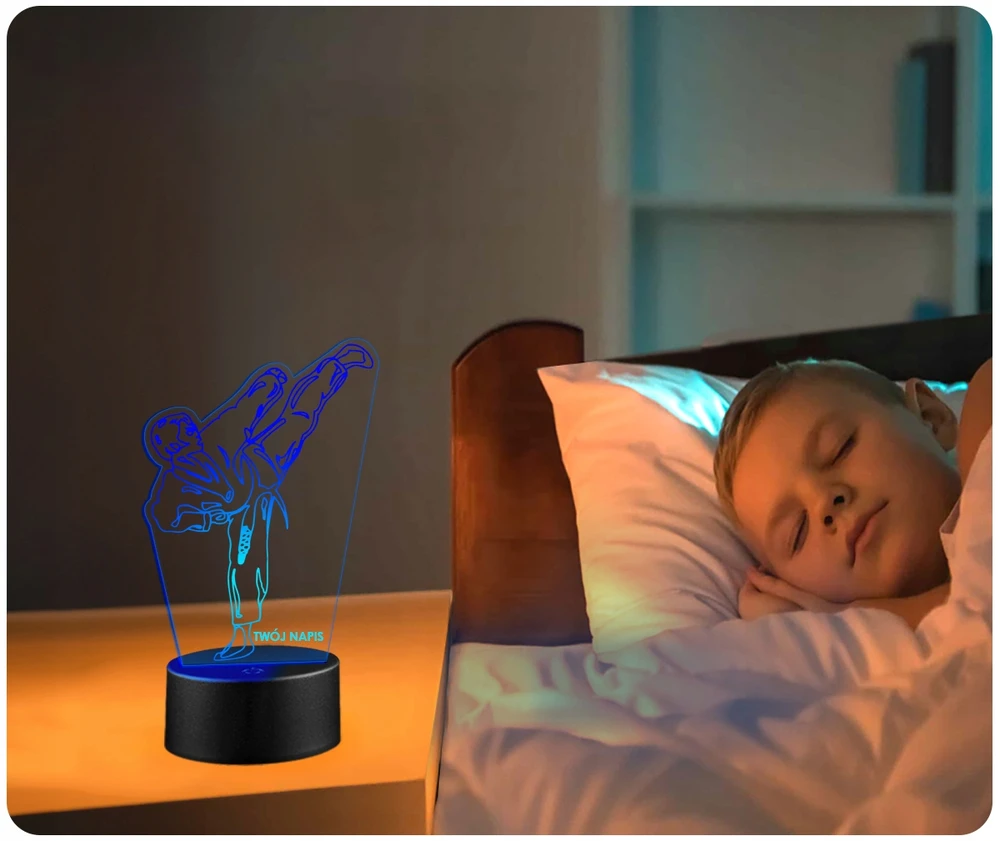 Upominki_Pl Naktinė lempa LED KARATEKA KARATE WALKI 3D Pultas prezent URODZINY statuetka