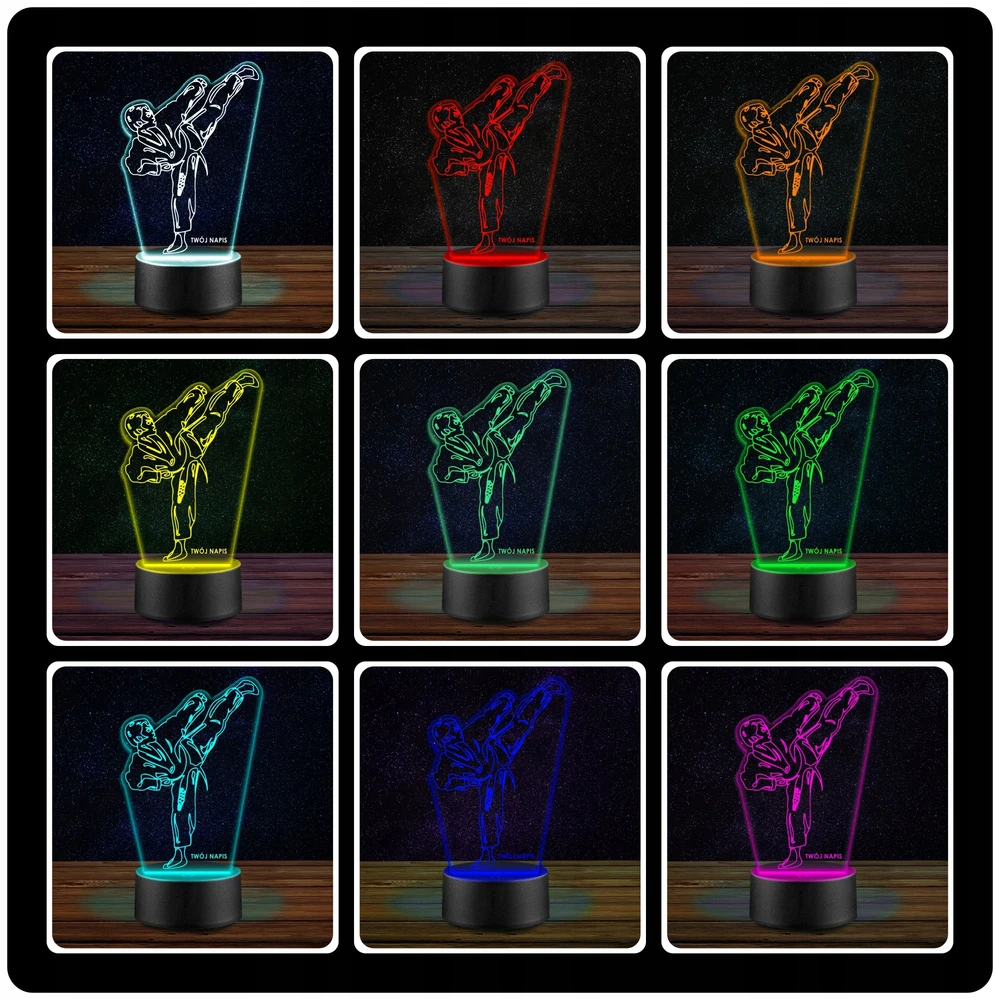 Upominki_Pl Naktinė lempa LED KARATEKA KARATE WALKI 3D Pultas prezent URODZINY statuetka