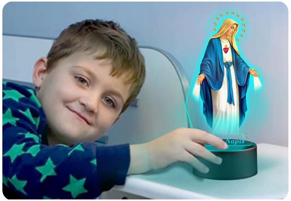 Upominki_Pl Naktinė lempa LED Matka Boska na BIURKO prezent URODZINY KOMUNIA MARYJA