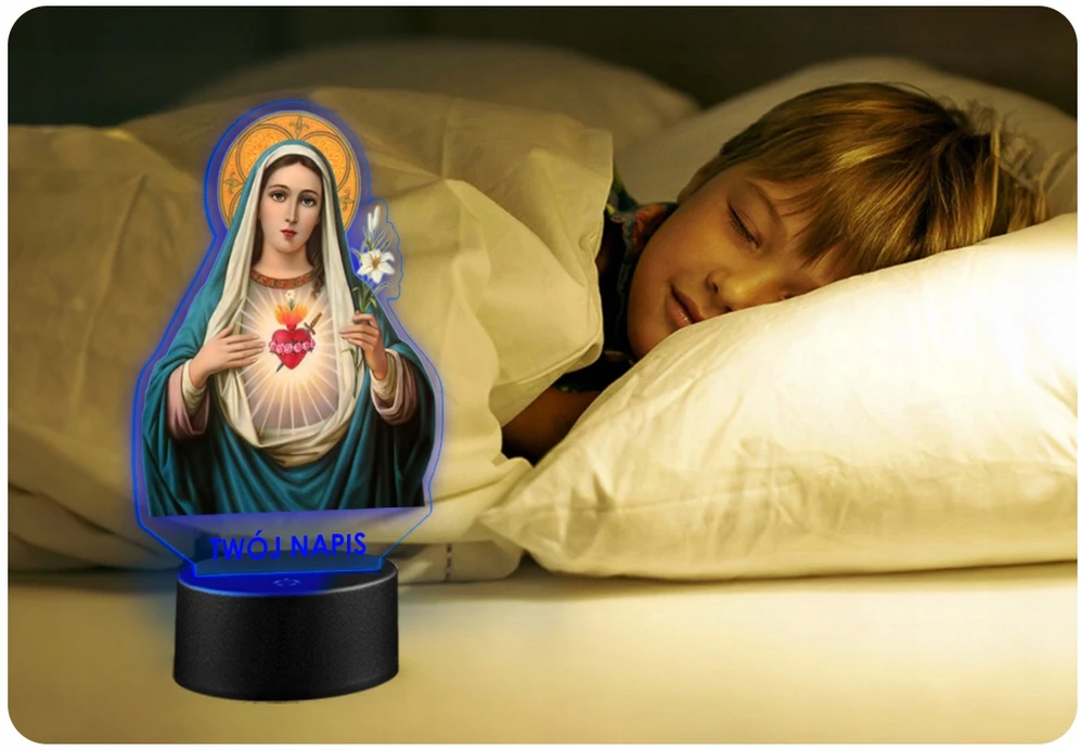Upominki_Pl Naktinė lempa LED MATKA BOSKA BOŻA MARYJA Pultas prezent URODZINY statuetka