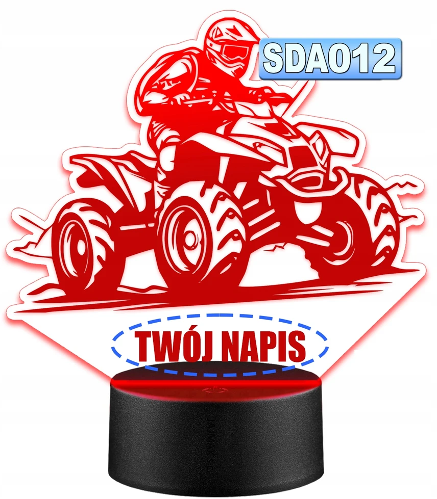 Upominki_Pl Naktinė lempa LED QUAD QUADY 3D + Pultas prezent URODZINY statuetka