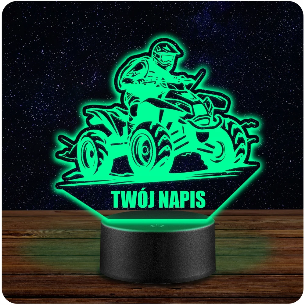 Upominki_Pl Naktinė lempa LED QUAD QUADY 3D + Pultas prezent URODZINY statuetka