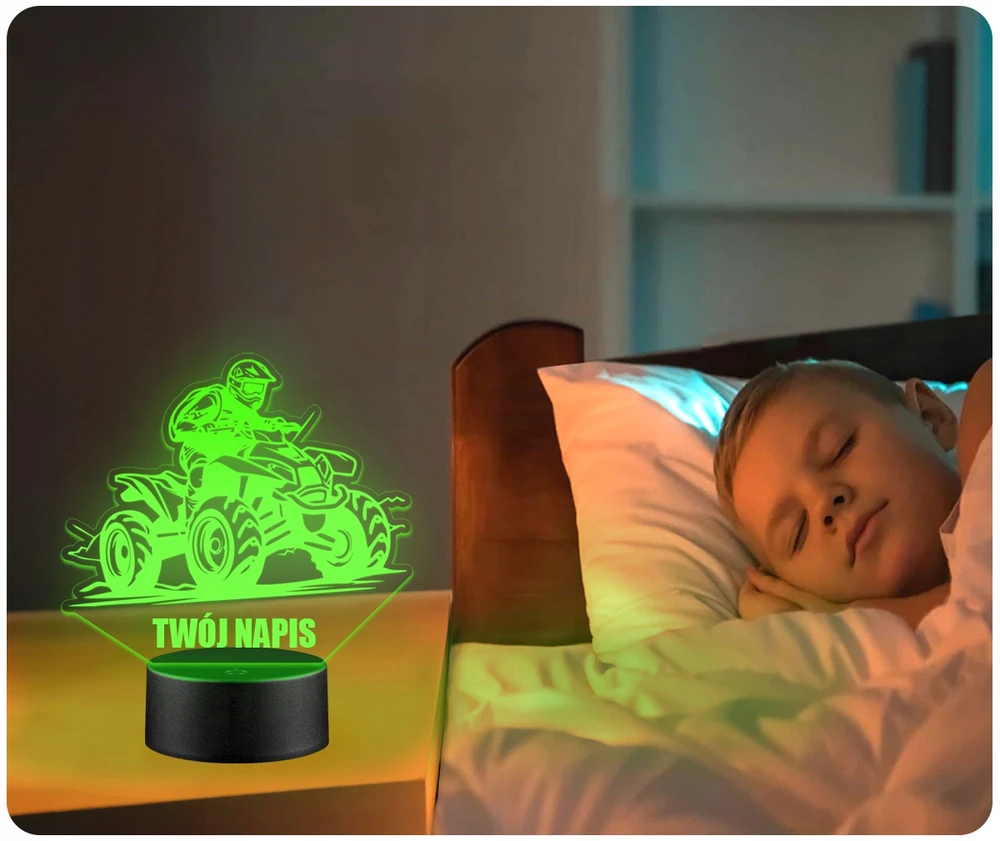 Upominki_Pl Naktinė lempa LED QUAD QUADY 3D + Pultas prezent URODZINY statuetka