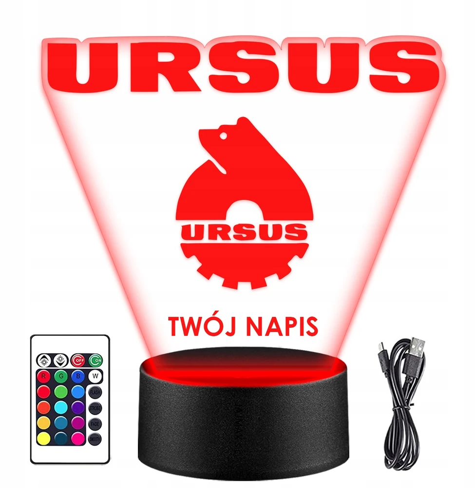 Upominki_Pl Naktinė lempa LED URSUS CIĄGNIK 3D + Pultas prezent URODZINY statuetka