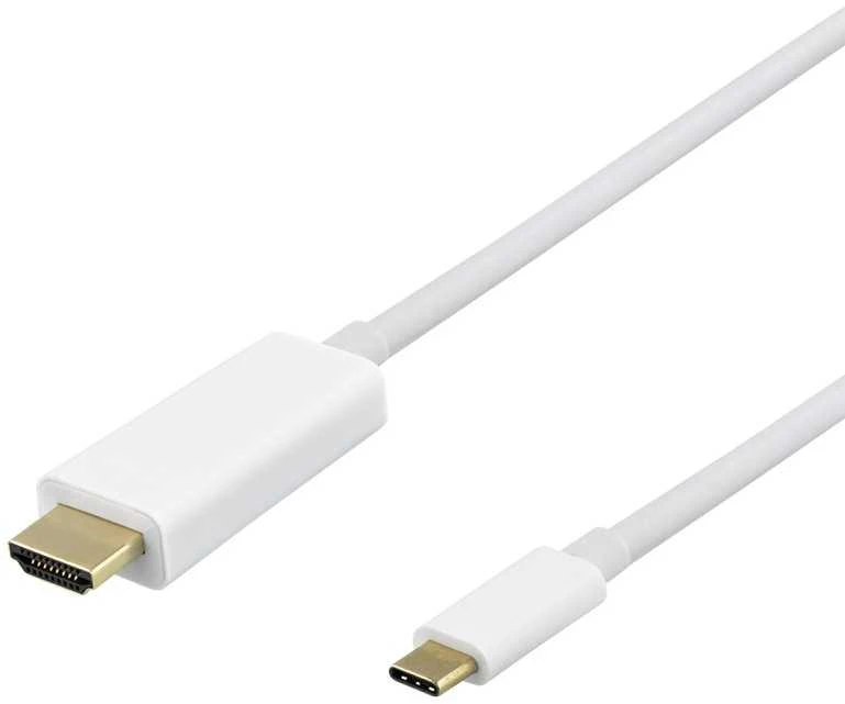 USB-C - HDMI kabelis DELTACO 4K UHD, paauksuotos jungtys, 2m, baltas / USBC-HDMI1021-K / 00140022