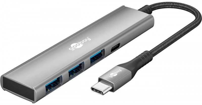 Goobay Slim USB-C šakotuvas su jungiamuoju laidu