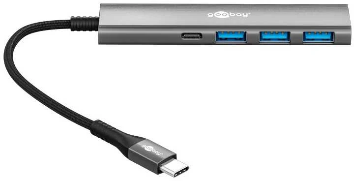 „Goobay Slim“ 4 prievadų USB šakotuvas, USB-C į USB-C/USB-A, 5 Gb/s | 76562