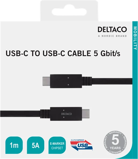 USB kabelis D-FRUIT DF440C, C-USB-C, 1 m, pilkos sp.