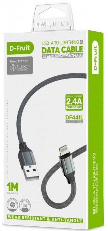 USB kabelis D-FRUIT DF901C, C - USB-C, 1 m, baltos sp.