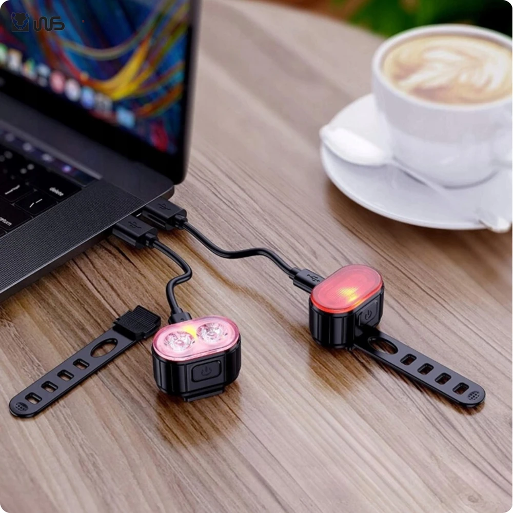 USB LED dviračio žibintų rinkinys priekiniam ir galiniam universaliam galingam žibintui