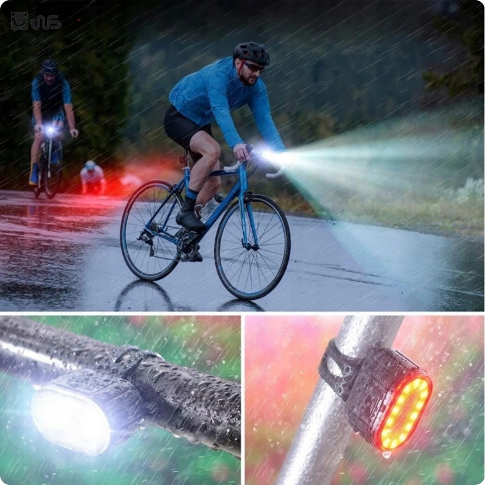USB LED dviračio žibintų rinkinys priekiniam ir galiniam universaliam galingam žibintui