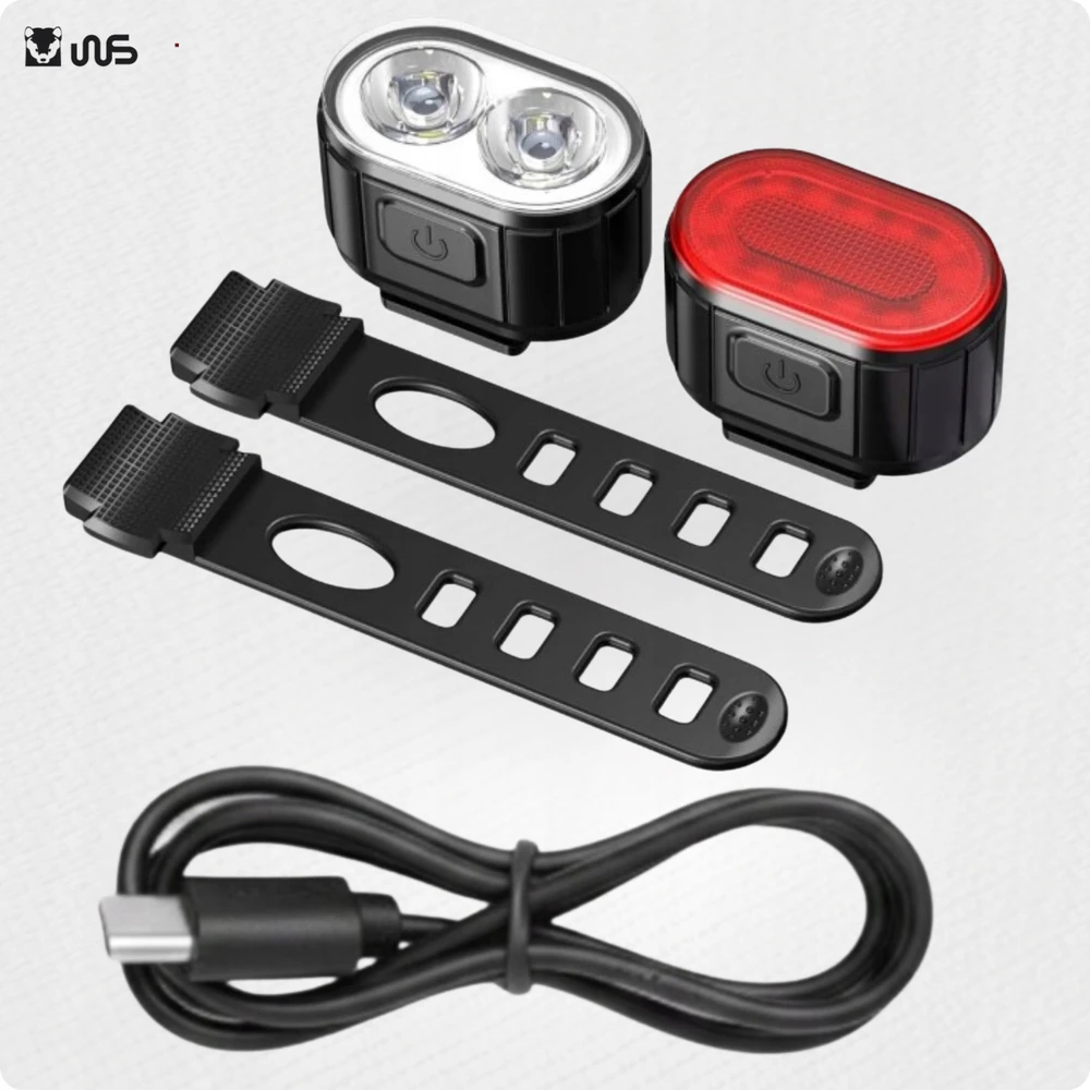 USB LED dviračio žibintų rinkinys priekiniam ir galiniam universaliam galingam žibintui