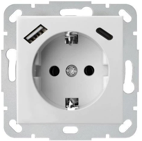Liregus Įleistinis USB- kroviklis EPSILON, dvivietis, baltos sp., 220V, 50-60Hz, 3,4A