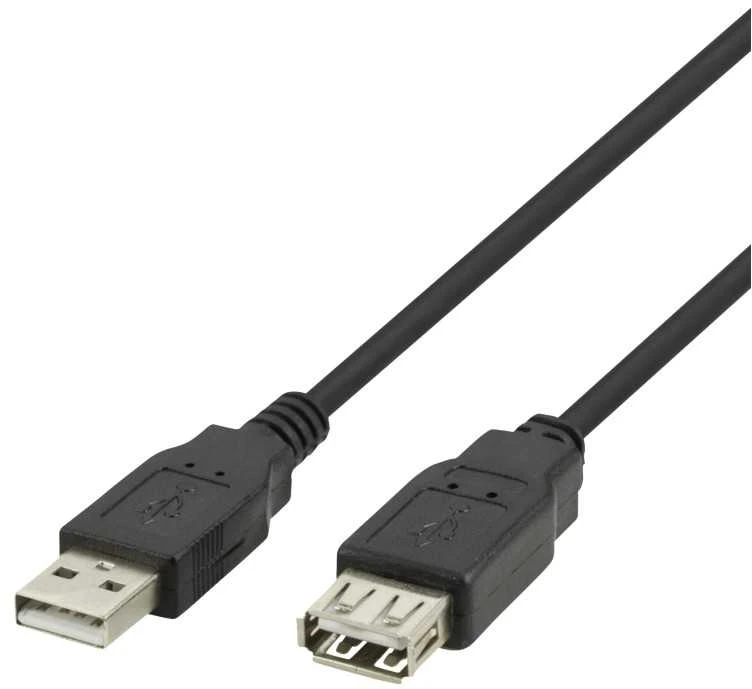 USB prailginimo kabelis DELTACO USB-A male - USB-A female, 3m, juodas / USB2-13S-K / R00140003