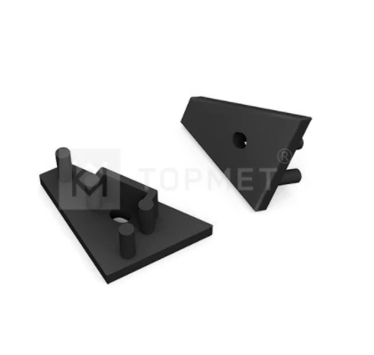 LED juostos profilio CORNER10 Gen2 užbaigimo elementai su skyle, juodi