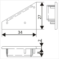 LED juostos profilio CORNER27 užbaigimo elementas L+R, baltas